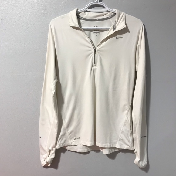 Nike white dri-fit quarter zip Nike running size M
